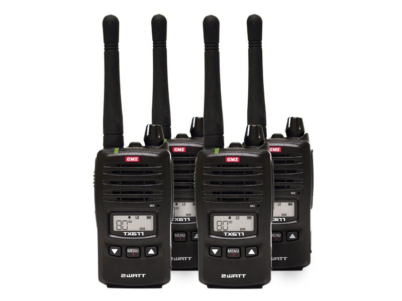 GME 2W UHF CB Handheld Radio Quad Pack TX677QP