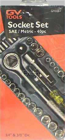 GV Tools 1/4"" & 3/8"" Dr. Socket Set 40 Piece GV001