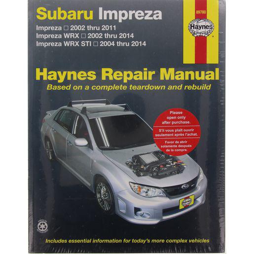 Haynes Repair Manual Suits Subaru Impreza, WRX & STI 04-14 89780