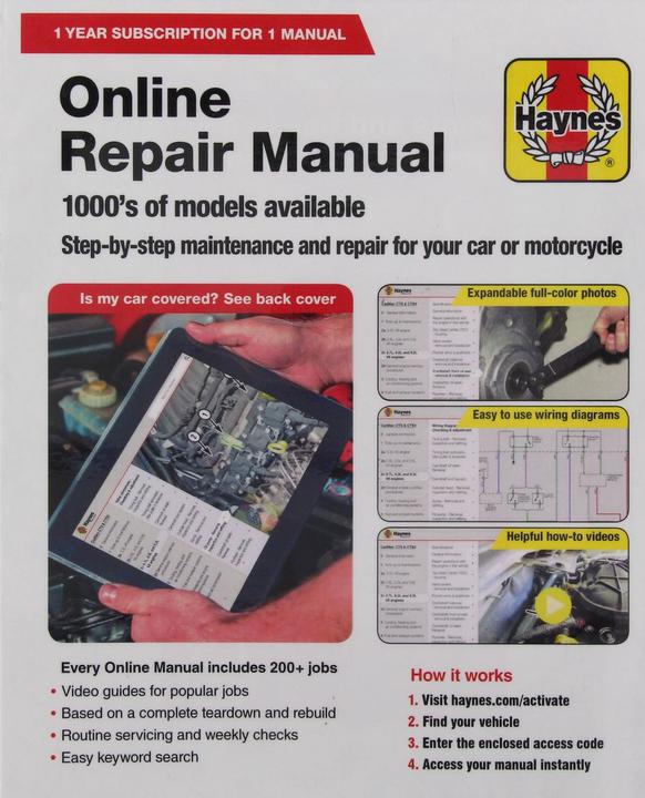 Haynes Online Repair Manual Card HMOL1