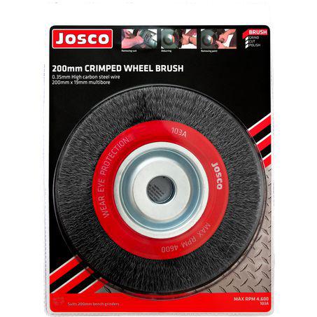Josco 200mm x 19mm Multi-Bore Crimped Wheel Brush 103A