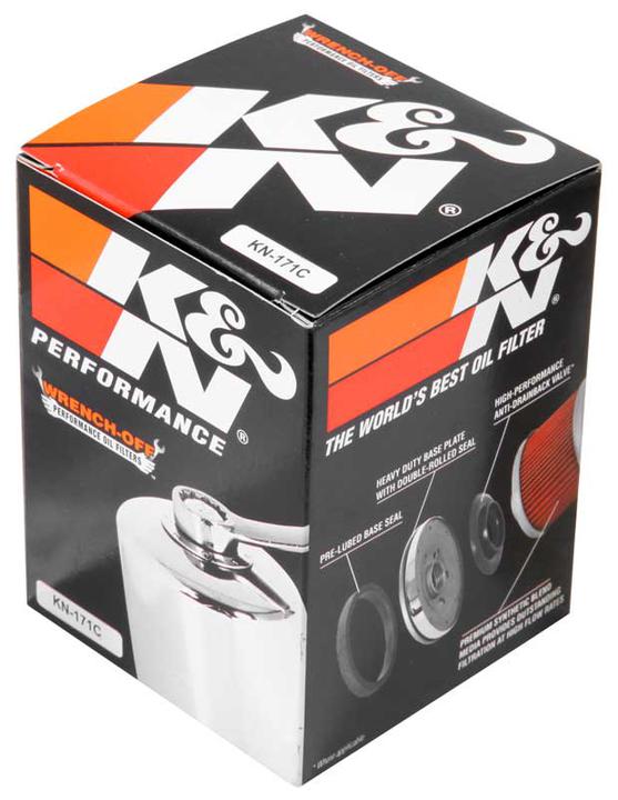 K&N Motorcycle Oil Filter Fits Harley Evo (Short) Chrome - KN-171C