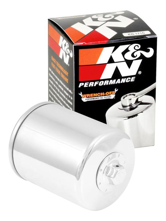 K&N Motorcycle Oil Filter Fits Harley Evo (Short) Chrome - KN-171C