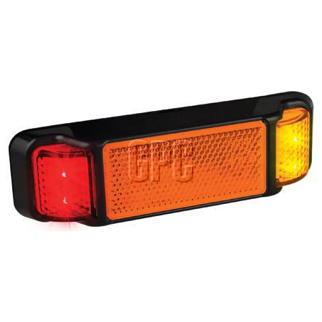 LED Autolamps Side Marker Light LED Amber/Red w/ Reflector 12/24V 16cm Cable 38ARMB