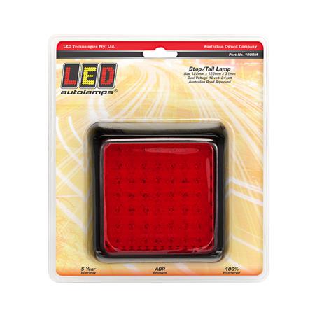 LED Autolamps Stop/Tail Red 49-LED Lamp 12/24V w/Clear Lens 130mm Dia w/Bracket & 30cm Wire 100RM