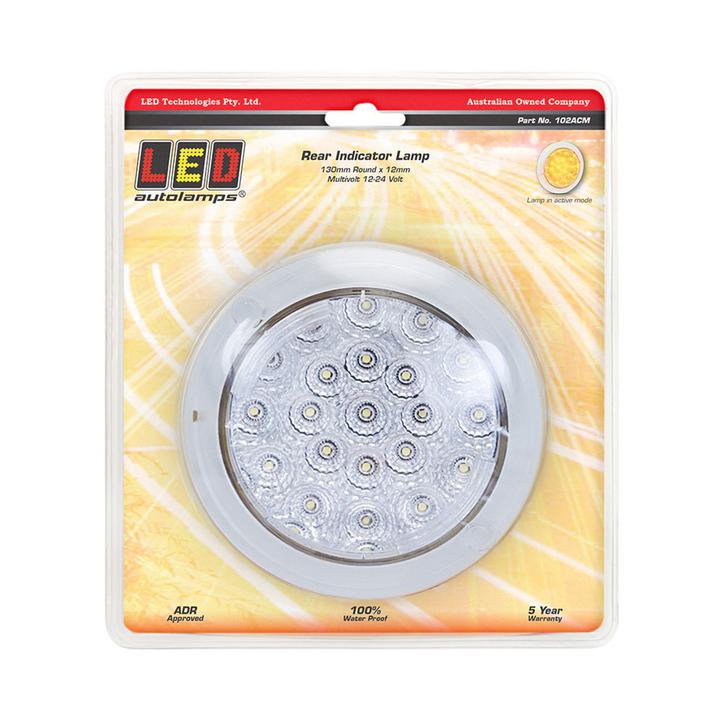 LED Autolamps Indicator Lamp Clear Round 130mm 12-24V 102ACM