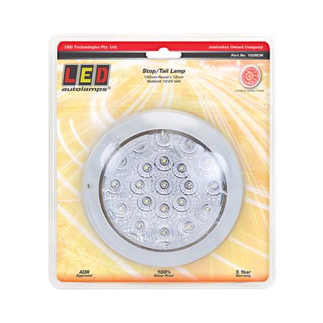 LED Autolamps Stop/Tail 21-LED Lamp 12/24V Round w/Clear Lens 130mm Diameter Recessed Mount 102RCM