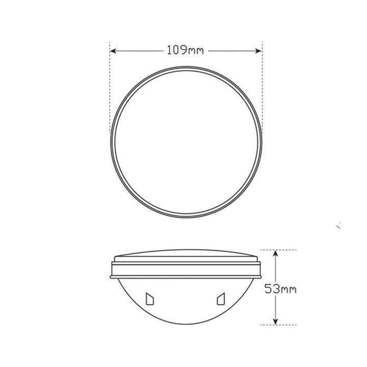 LED Autolamps Indicator Lamp Round 109 x 53mm 10-30V 110AMB