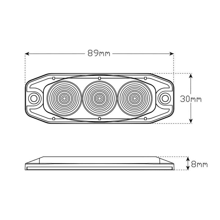 LED Autolamps Magento Emergency Lamp SAE J595 Class 1 89mm  with Tape Fitting 120033MGM