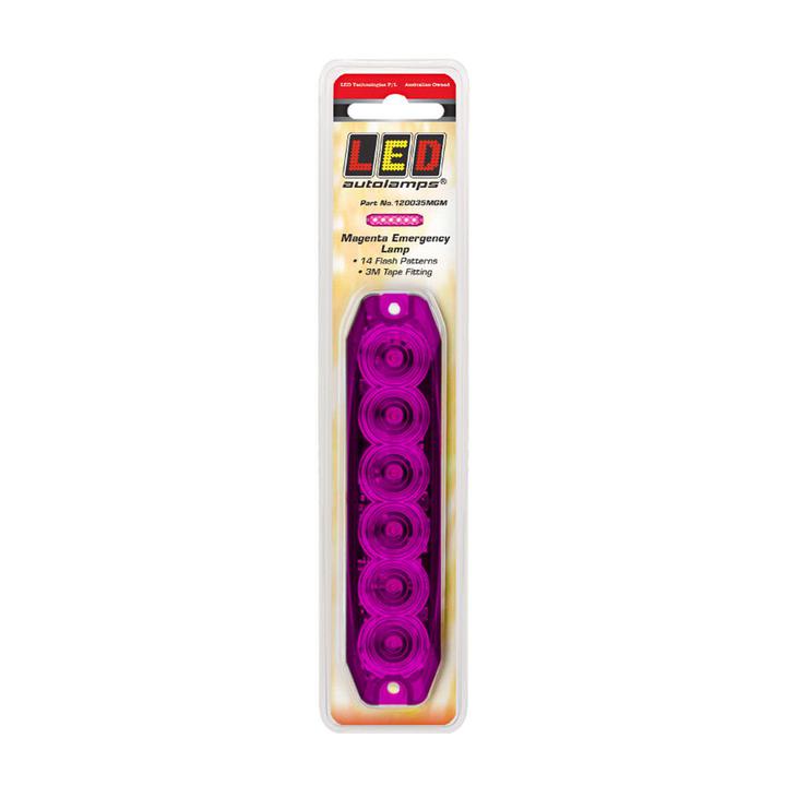 LED Autolamps Magenta Emergency Lamp SAE J595 Class 1 131mm with Tape Fitting 120035MGM