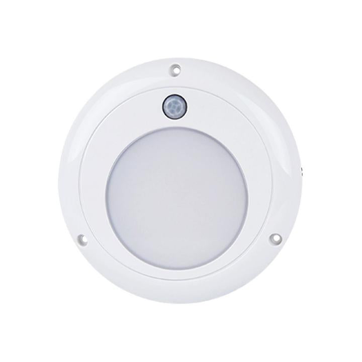 LED Autolamps Large Interior/Exterior Lamp with Aluminium Base and PIR Sensor White Round 750 Effective Lumens 131mm 10-30V 13118WM-PIR