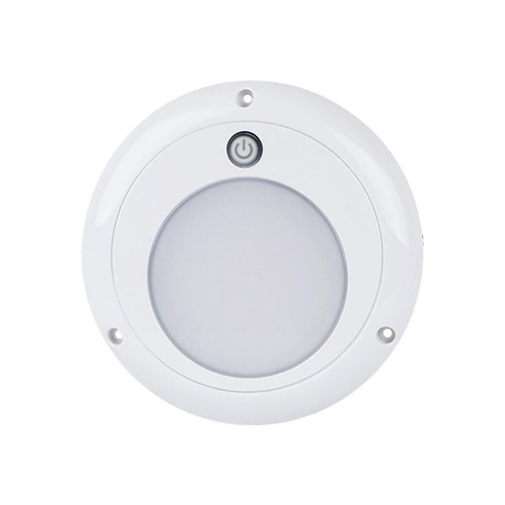 LED Autolamps Large Interior/Exterior Lamp with Aluminium Base and Touch Switch White Round 750 Effective Lumens 131mm 10-30V 13118WM-SW