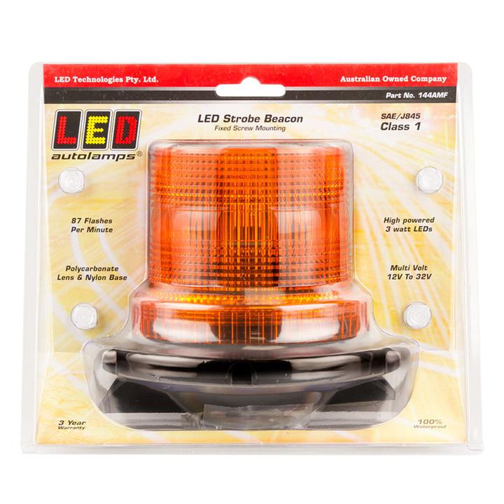 LED Autolamps Beacon Light LED Amber IP67 12/32V Fixed Mount 144AMF