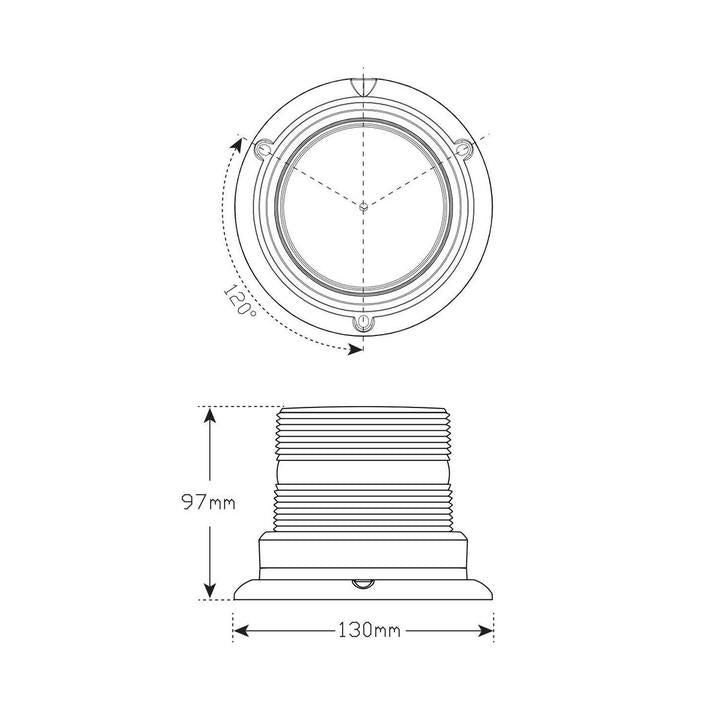 LED Autolamps Beacon Light LED Amber IP67 12/32V Fixed Mount 144AMF