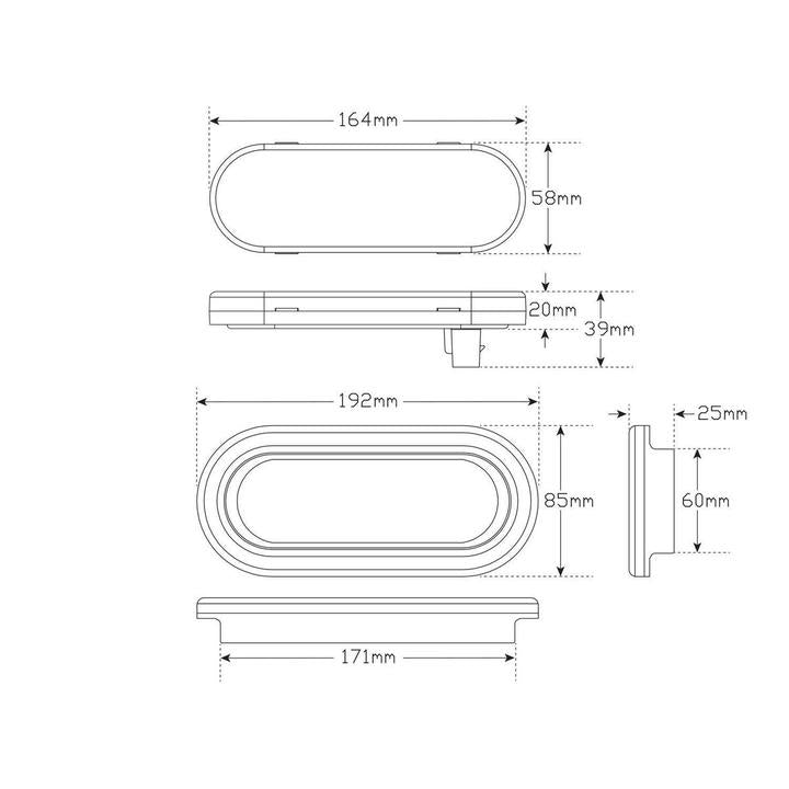 LED Autolamps Indicator Lamp Rear 164 x 57mm 164AM