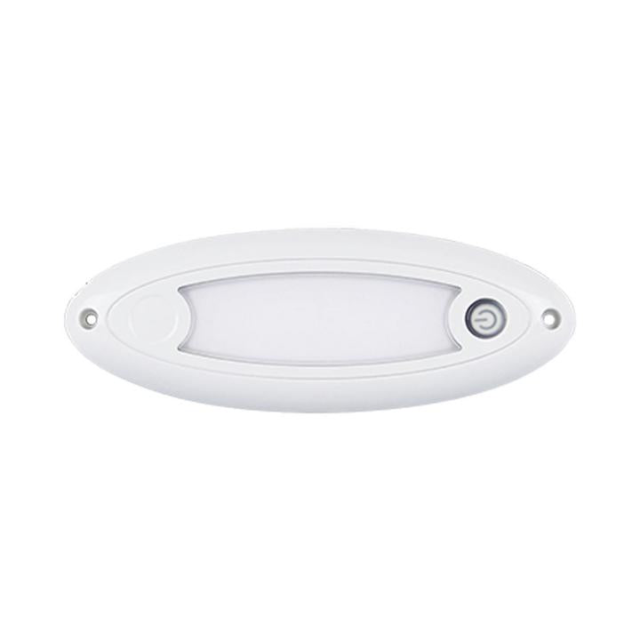LED Autolamps Small Interior/Exterior Lamp with Aluminium Base and Touch Switch White Oval 240 Effective Lumens 166mm 10-30V 16606WM-SW