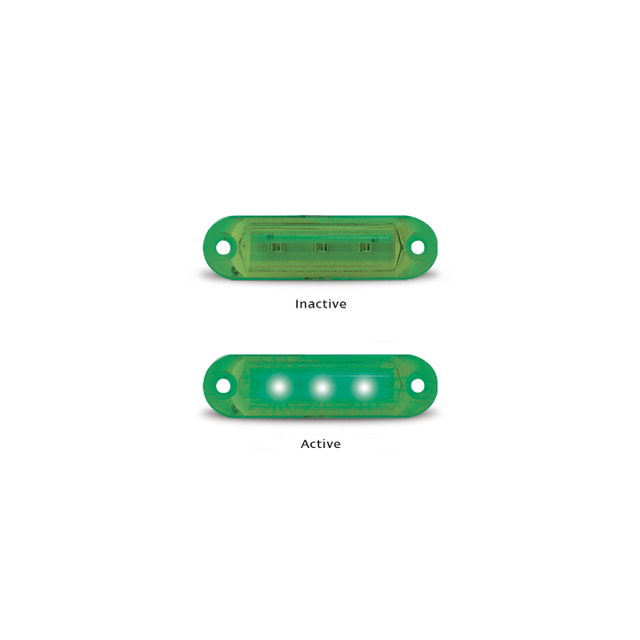 LED Autolamps Super Small Courtesy Lamp Green 58x16x13mm 12V Twin Pack 16G12-2