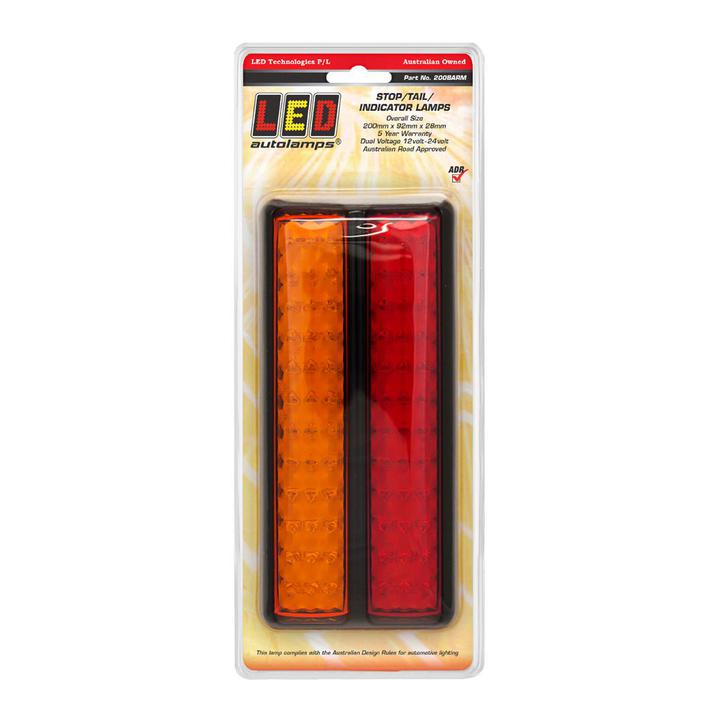 LED Autolamps Stop/Tail/Indicator Light 72 LED 12-24V with Black Bracket 200BARM