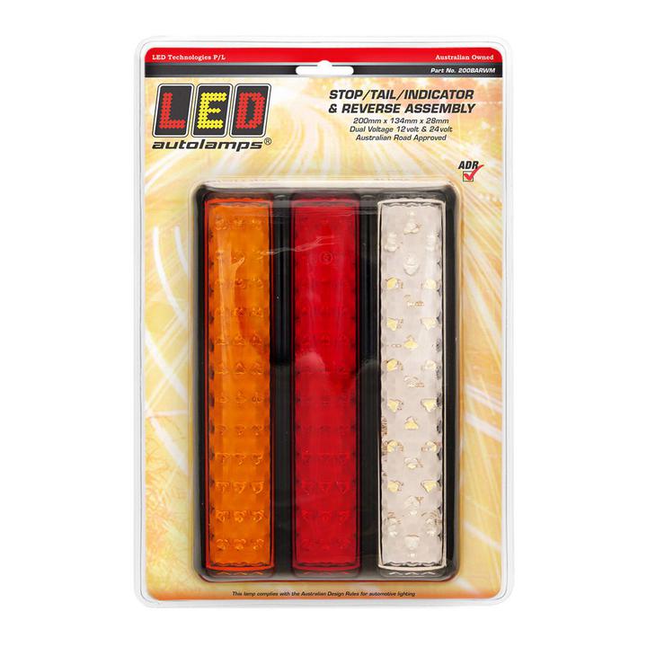 LED Autolamps Stop/Tail/Indicator/Reverse Light 97 LED 12-24V with Black Bracket 200BARWM
