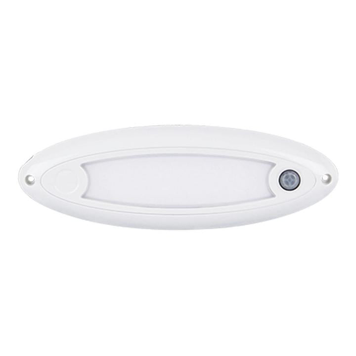 LED Autolamps Large Interior/Exterior Lamp with Aluminium Base and PIR Sensor White Oval 400 Effective Lumens 201mm 10-30V 20109WM-PIR