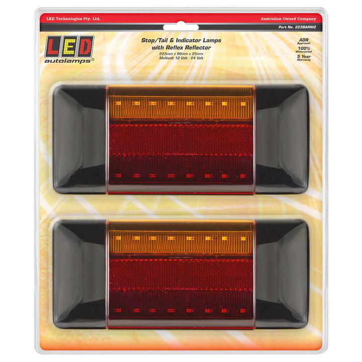 LED Autolamps Stop/Tail/Indicator/Reflector Light LED Black Caps 12-24V 223BARM2