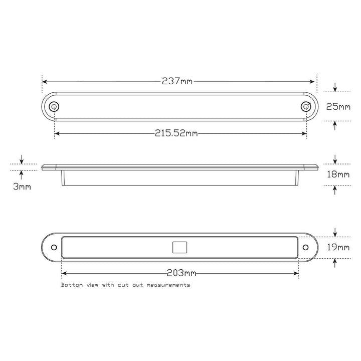 LED Autolamps Indicator Strip Lamp 237 x 25mm 24V 235A24