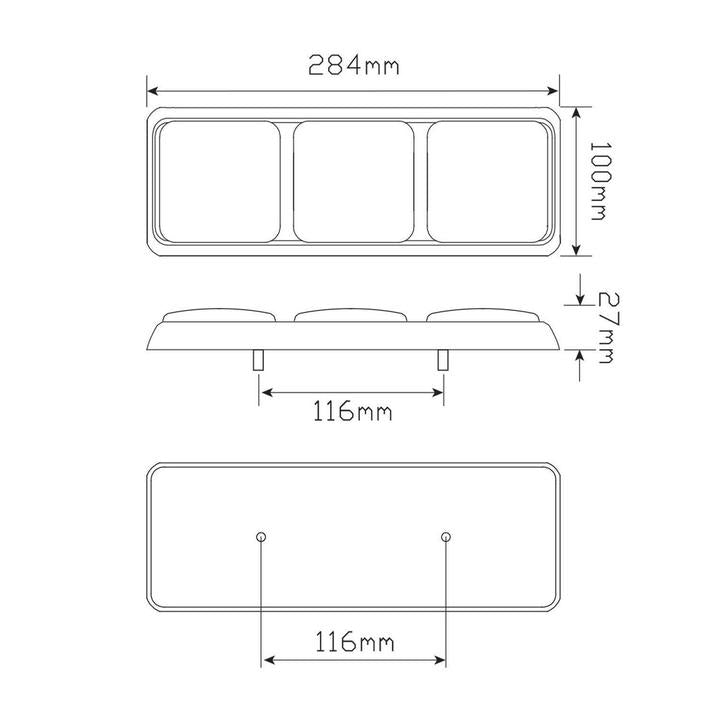 LED Autolamps Stop/Tail/Indicator/Reverse LED Light 12/24V 282ARWMB