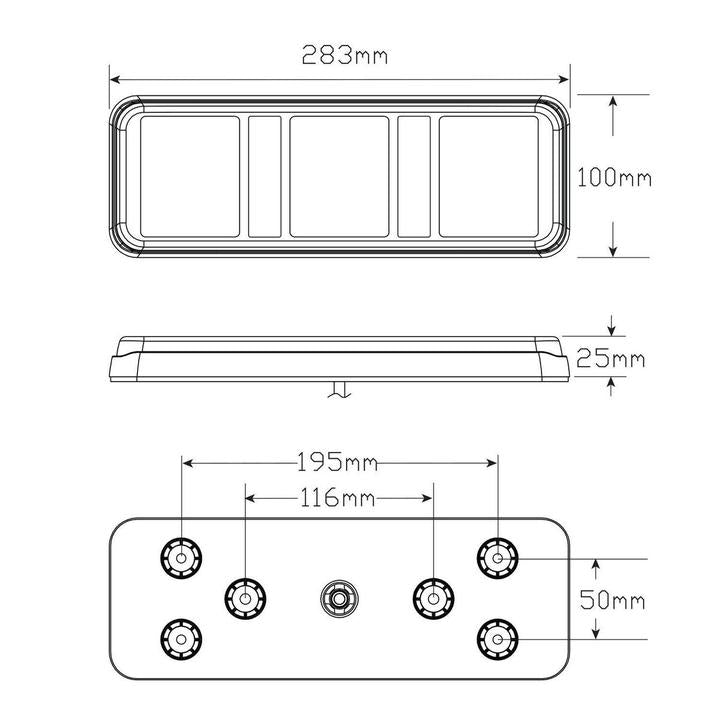 LED Autolamps Stop/Tail/Indicator/Reverse/Reflector Light LED 12-24V 283ARWM