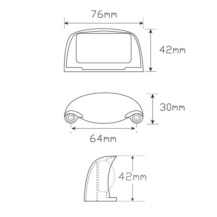 LED Autolamps Licence Plate Lamp with Chrome Bracket and 40CM Cable 76x41x27mm 12-24V 35CLMB