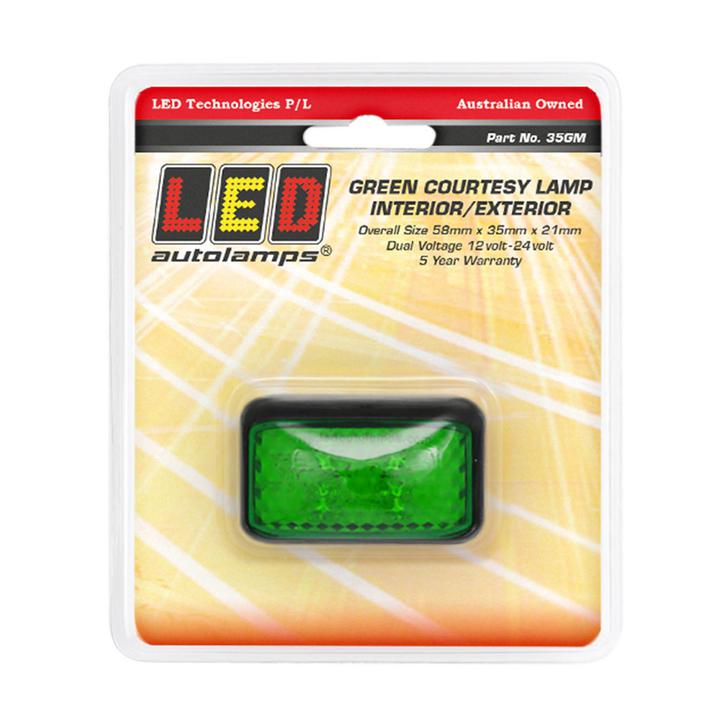 LED Autolamps LED Courtesy Lamp IP67 Green 40cm Cable 35GM