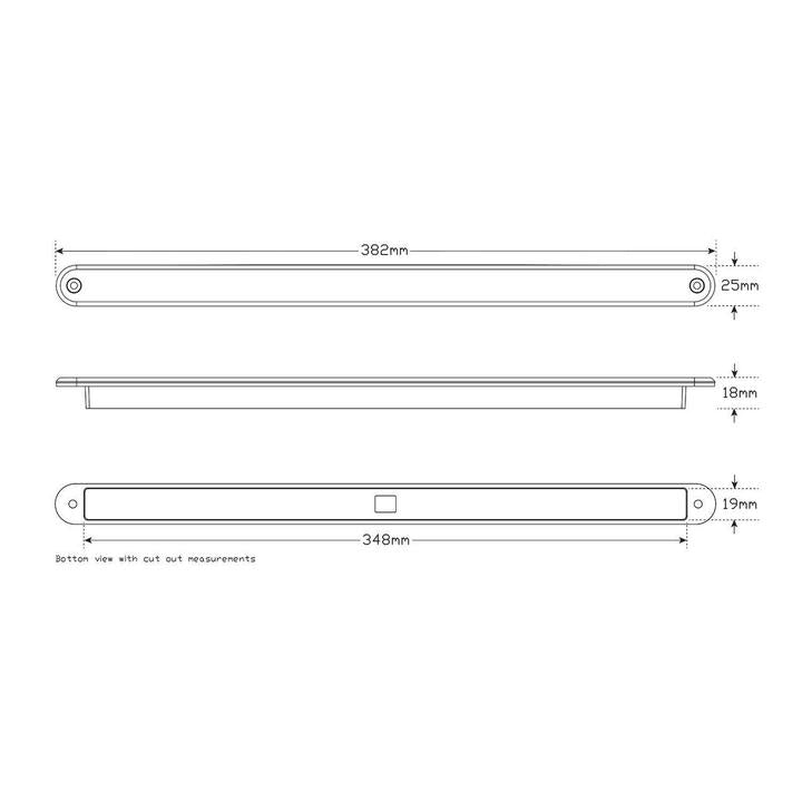 LED Autolamps Indicator Strip Lamp 380 x 22mm 24V 380A24