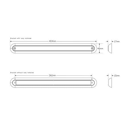 LED Autolamps Stop/Tail Strip LED Lamp 12V Chrome Bracket 380CR12
