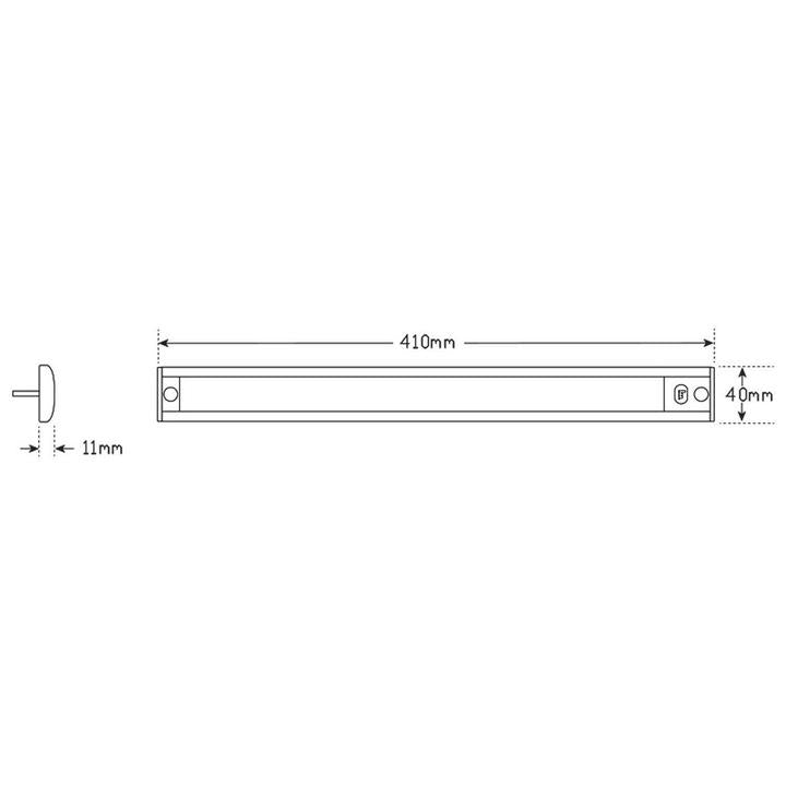 LED Autolamps Interior Strip Lamp with Touch Sensor Switch (MCU Circuitry) and Black Base 410 x 40mm 12V 40410MCU