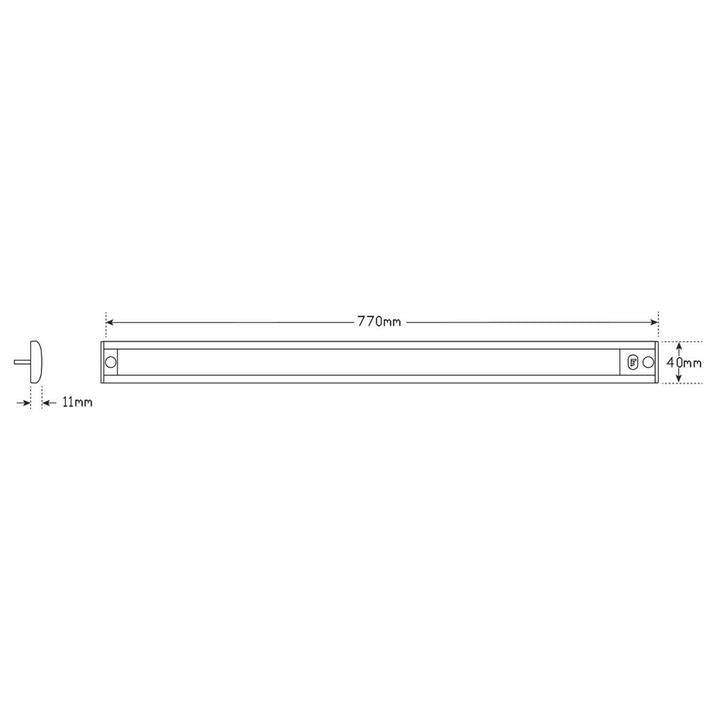 LED Autolamps Interior Strip Lamp with Touch Sensor Switch (MCU Circuitry) and Black Base 770 x 40mm 12V 40770MCU