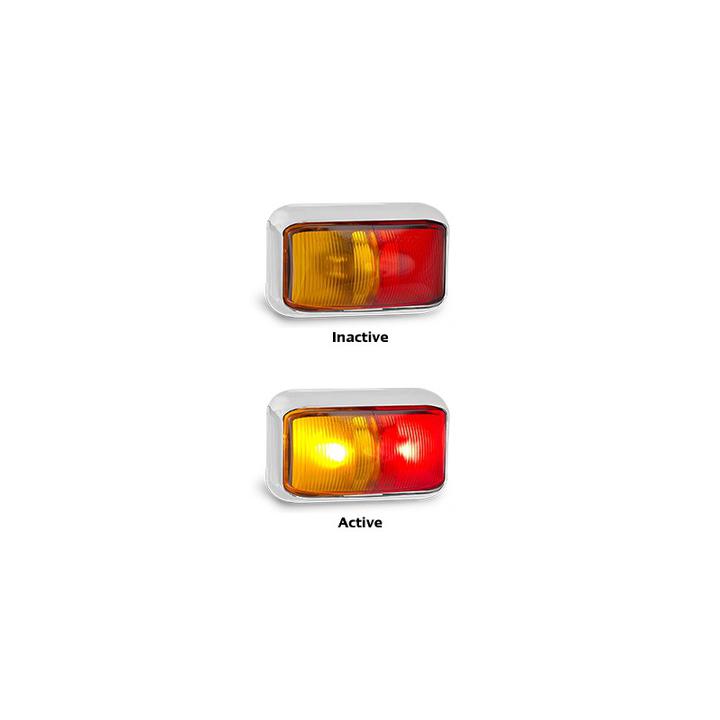 LED Autolamps Chrome Series Side Marker Red/Amber 58x35x21mm 10-30V 58CARM