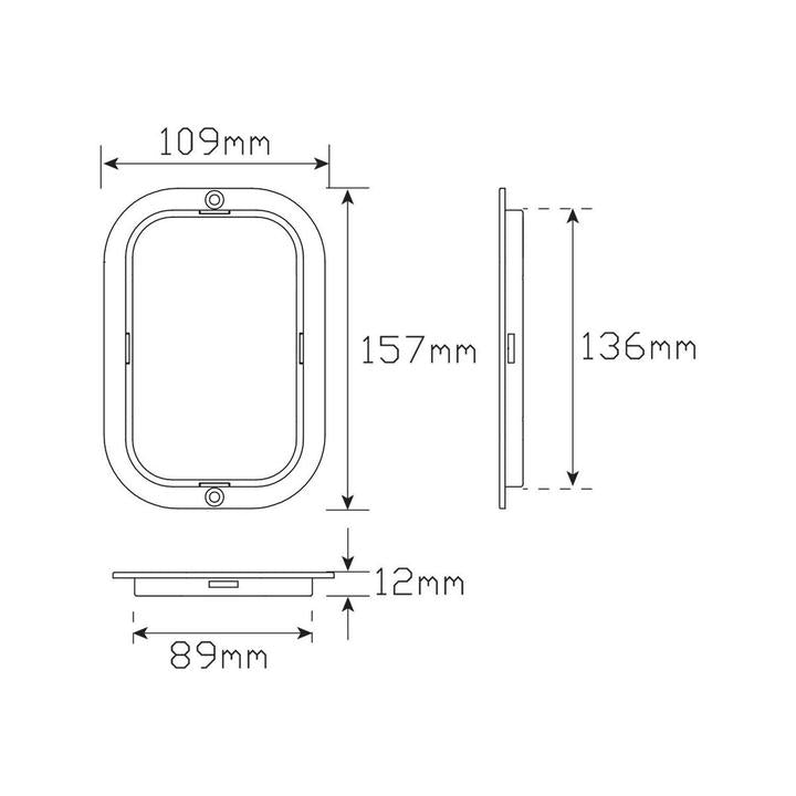 LED Autolamps Steel Flange Black Plated (Suits Rectangular Series Lights) 59401B