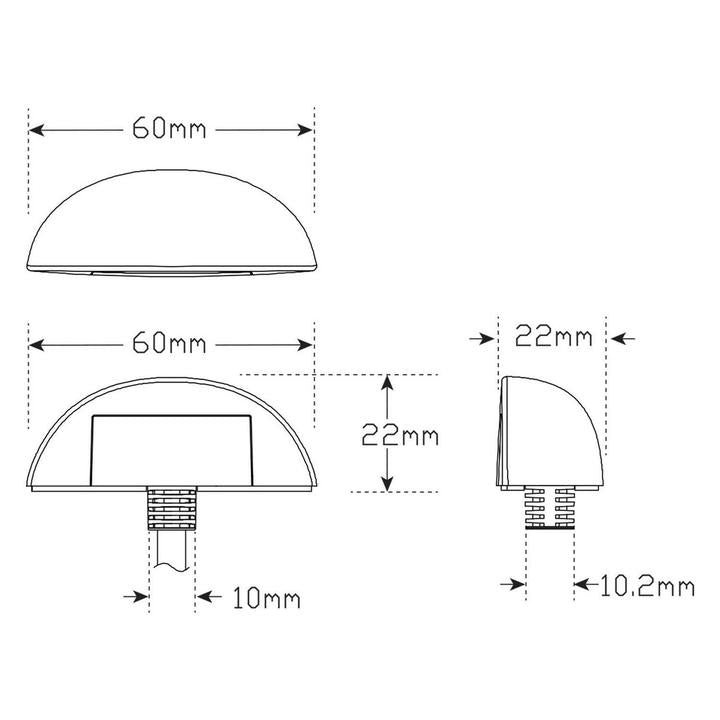 LED Autolamps Licence Plate Lamp with Black Base 60x22x32mm 12-24V 60BLMB