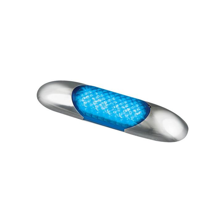 LED Autolamps Interior Light with Chrome Frame 10W Blue Lens and LEDs 100 x 25mm 12V 68B