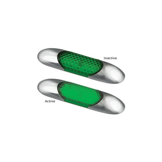 LED Autolamps Interior Light with Chrome Frame 10W Green Lens and LEDs 100 x 25mm 12V 68G