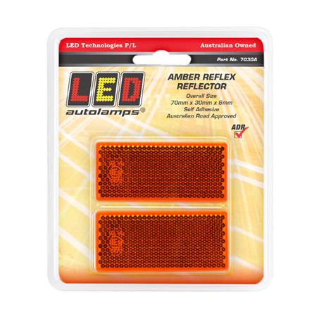 LED Autolamps Reflector Amber 70mmx30x6mm Rectangular 7030A