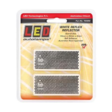 LED Autolamps Reflector White 70mmx30x6mm Rectangular 7030W