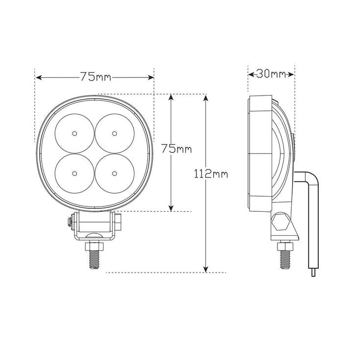 LED Autolamps Work/Reverse Lamp Round 7512WM