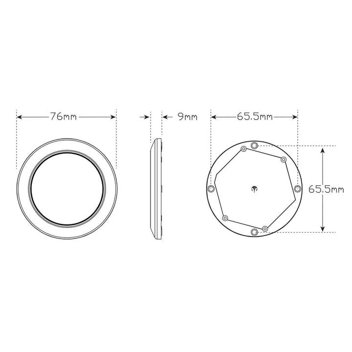 LED Autolamps Interior Lamp with Chrome Bezel  Cool White 76 x 9mm 12V 7515CB
