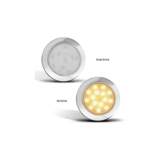 LED Autolamps Interior Lamp with Chrome Bezel Warm White 76 x 9mm 12V Blister Pack 7515CWW