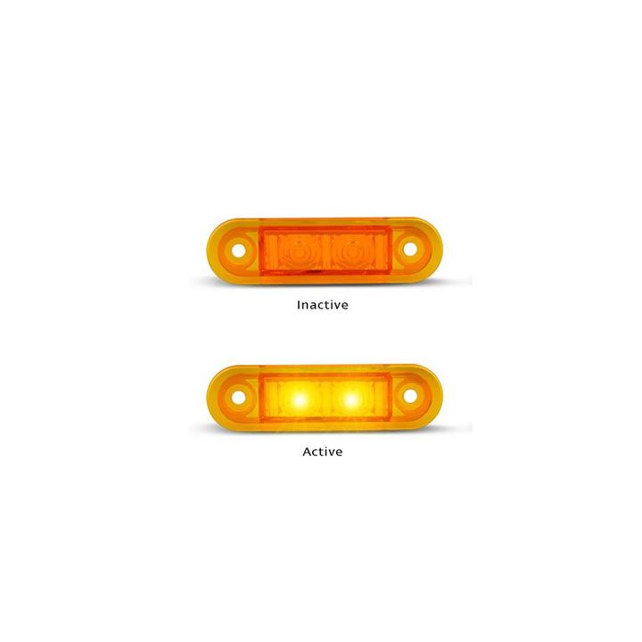LED AutoLamps Low Profile Side Marker Amber 73x22x3mm 12-24V Twin Pack 7922AM2