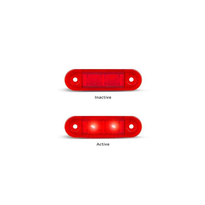 LED AutoLamps Low Profile Rear Marker Red 73x22x3mm 12-24V Twin Pack 7922RM2