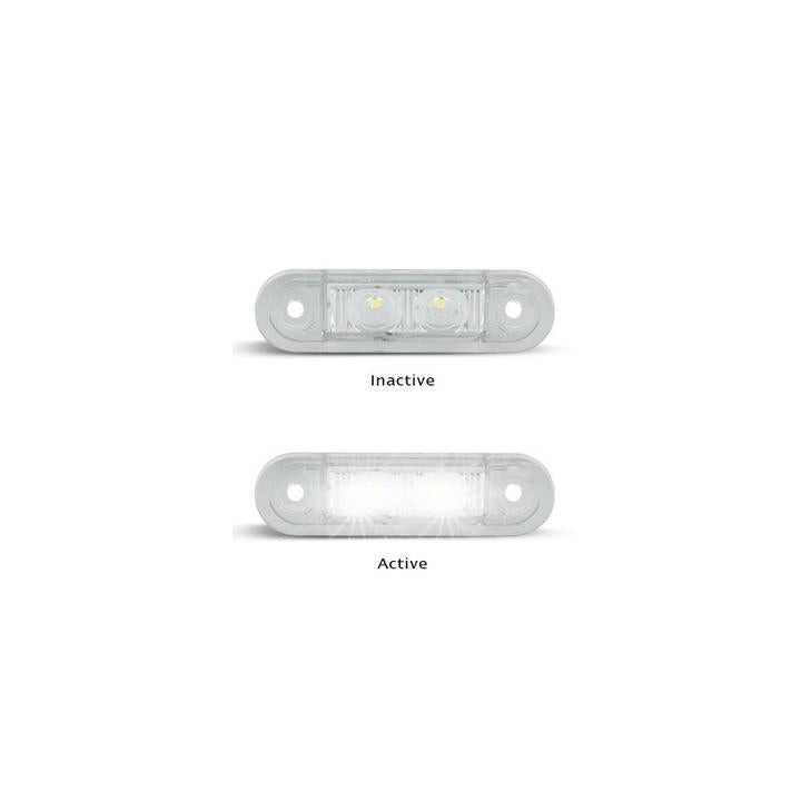 LED AutoLamps Low Profile Front Marker White 73x22x3mm 12-24V Twin Pack 7922WM2