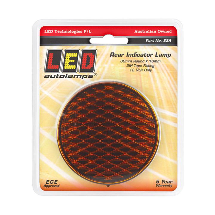 LED Autolamps Indicator Lamp Low Profile Rear Round Coloured Lens 80mm 12V 82A