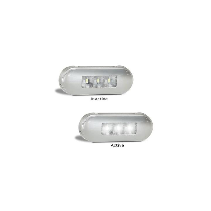 LED AutoLamps Front Marker with Stainless Steel Bezel White 86x31x10mm 12-24V 86WM