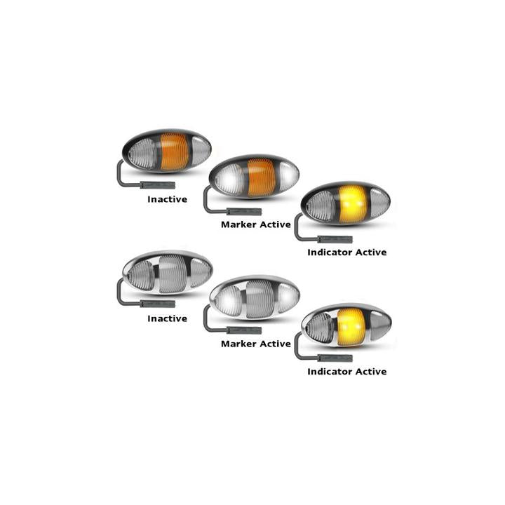 LED Autolamps Twin Function Front Marker with Supplementary Front Indicator, Black Bezel with 3P Harness 97x45x28mm 12-24V 97WIMCSB
